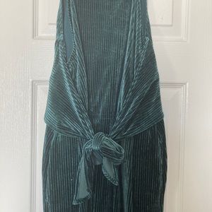 Green velvet corduroy jump suit